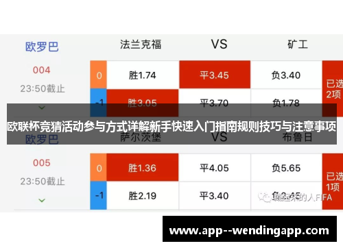 欧联杯竞猜活动参与方式详解新手快速入门指南规则技巧与注意事项